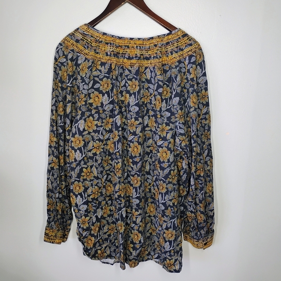 Pure Jill Long Sleeve Blouse Womens Plus 3X Embroidered Floral Boho Cottagecore - Picture 4 of 13